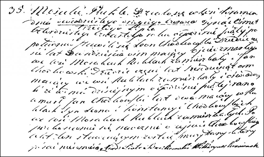 The Death and Burial Record of Jan Chodkowski - 1844