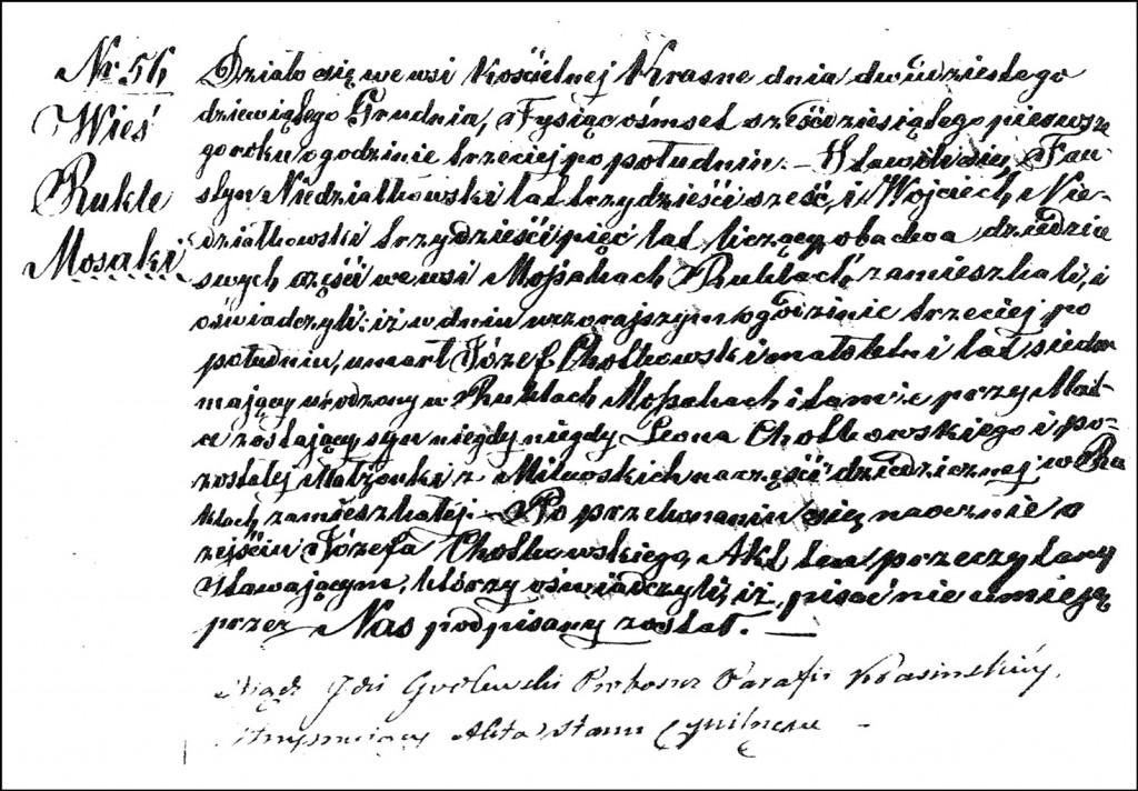 The Death and Burial Record of Józef Chodkowski - 1861