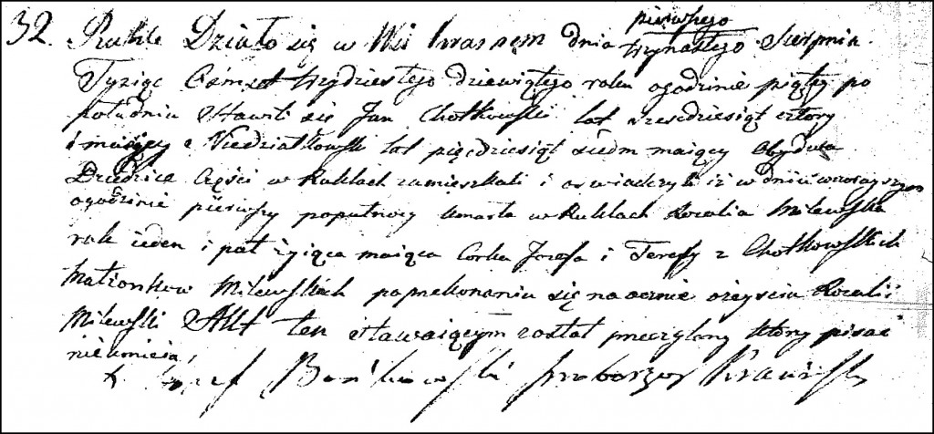 The Birth and Baptismal Record of Rozalia Milewska - 1839