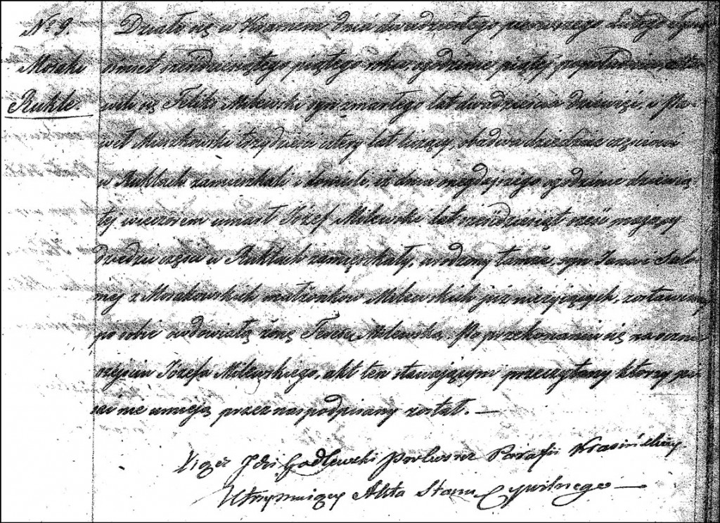 The Death and Burial Record of Józef Milewski - 1865