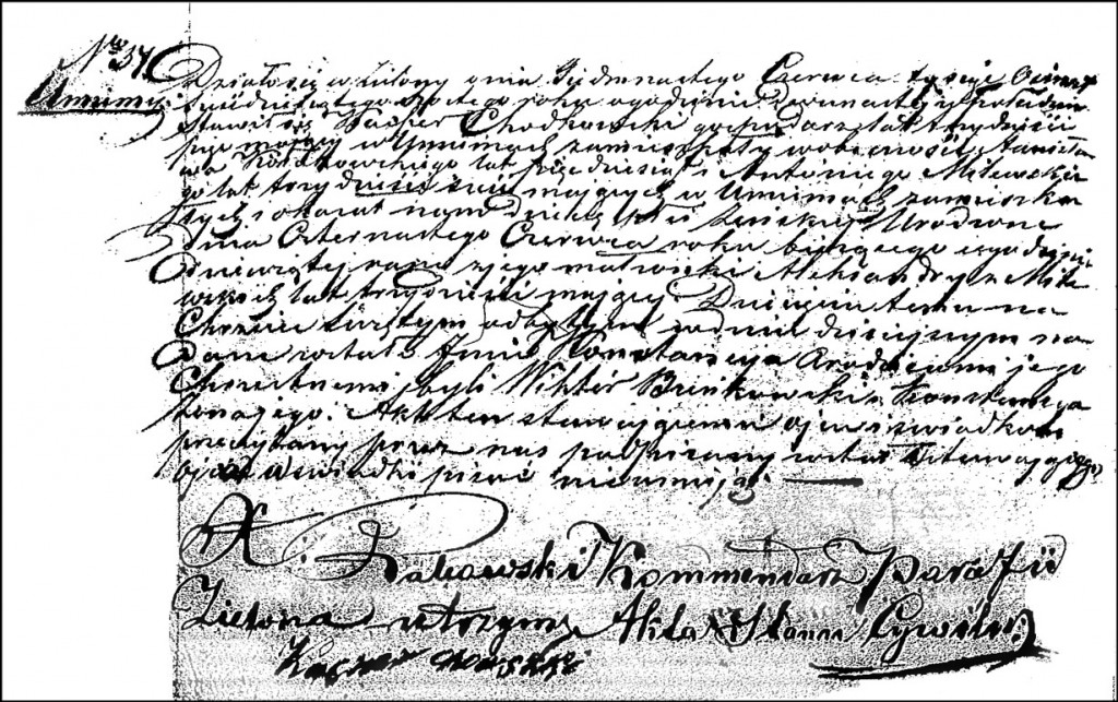 The Birth and Baptismal Record of Konstancja Chodkowska - 1866