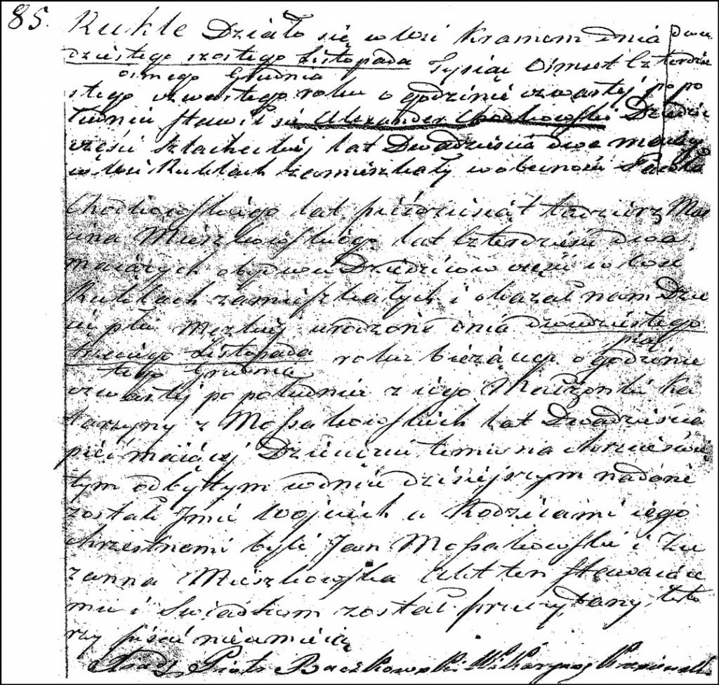 The Birth and Baptismal Record of Wojciech Chodkowski - 1844