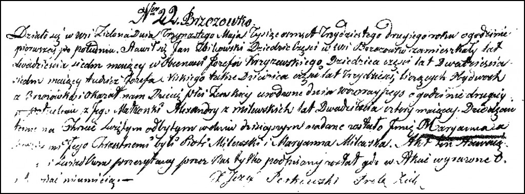 The Birth and Baptismal Record of Marianna Żbikowska - 1832