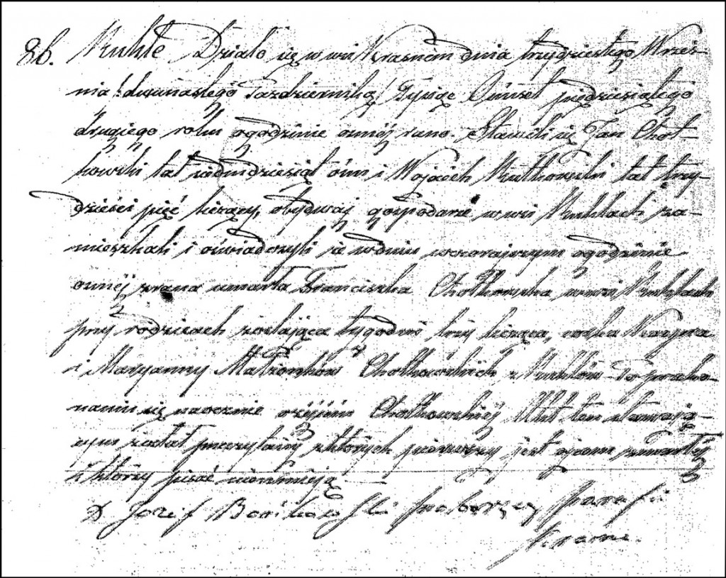 The Death and Burial Record of Franciszka Chodkowska - 1852