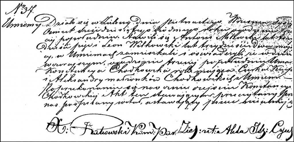 The Death and Burial Record of Konstancja Chodkowska - 1867
