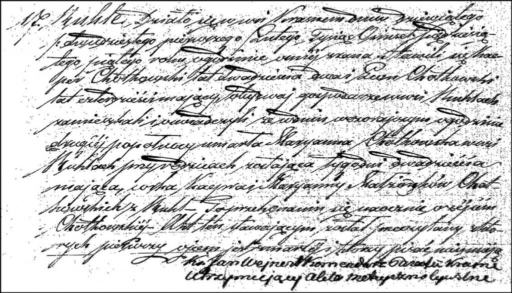 The Death and Burial Record of Marianna Chodkowska - 1855