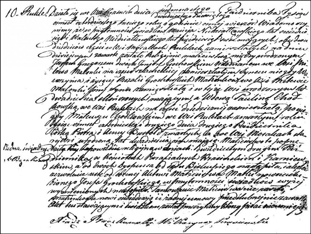 The Marriage Record of Józef Grzegorz Grochowski and Paulina née Bartołd Chodkowska - 1843