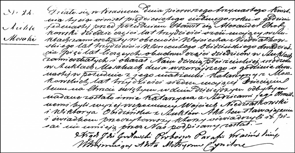 The Birth and Baptismal Record of Katarzyna Chodkowska - 1857