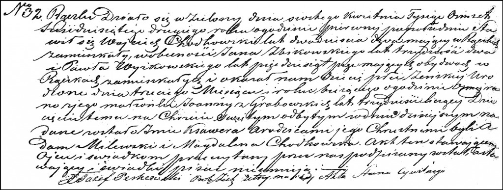 The Birth and Baptismal Record of Ksawera Chodkowska - 1862