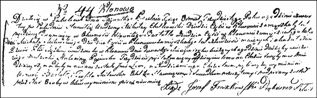 The Birth and Baptismal Record of Leon Chodkowski - 1830