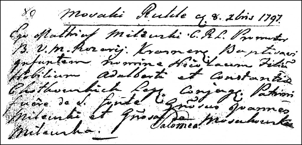 The Birth and Baptismal Record of Mikołaj Chodkowski - 1796