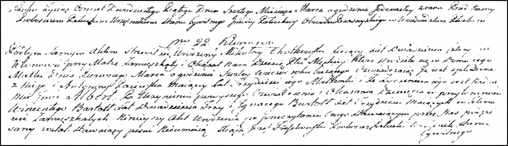 The Birth and Baptismal Record of Wojciech Chodkowski - 1825