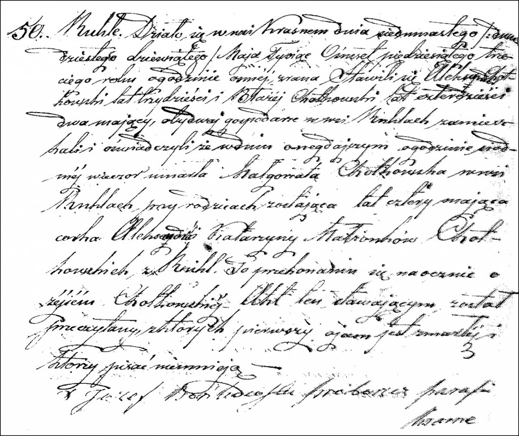 The Death and Burial Record of Małgorzata Chodkowska - 1853