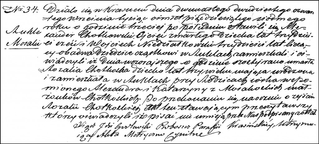 The Death and Burial Record of Rozalia Chodkowska - 1857