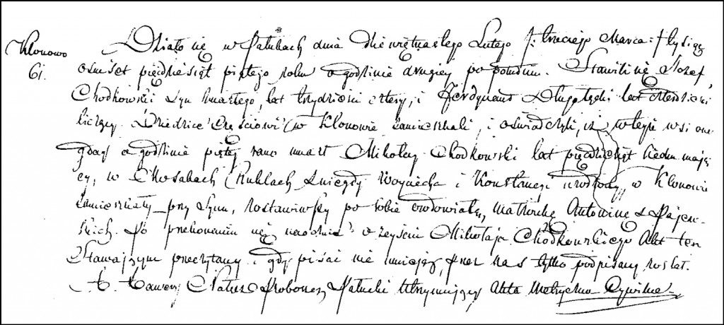 The Death and Burial Record of Mikołaj Chodkowski - 1855