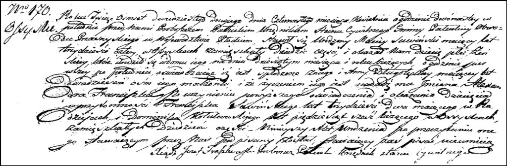 The Birth and Baptismal Record of Aleksandra Franciszka Suwińska - 1822