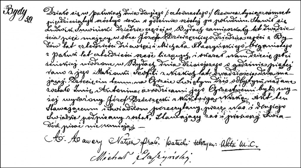 The Birth and Baptismal Record of Antonina Suwińska - 1856