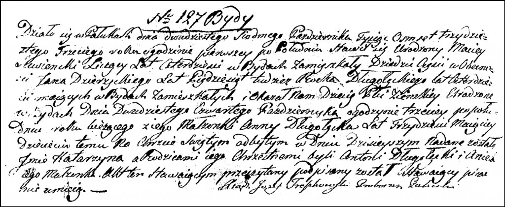 The Birth and Baptismal Record of Katarzyna Suwińska - 1833