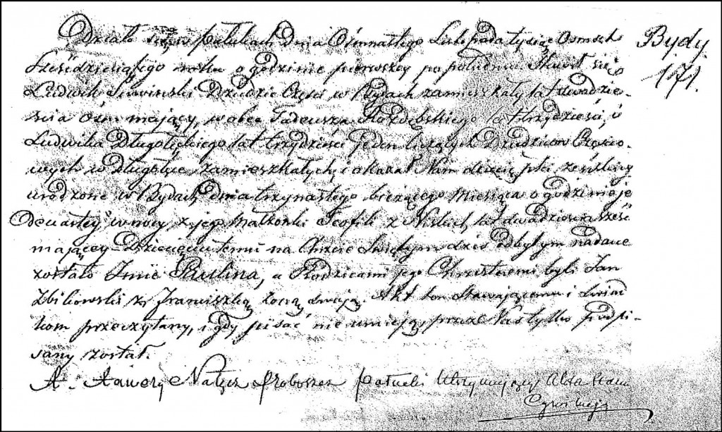 The Birth and Baptismal Record of Paulina Suwińska - 1856
