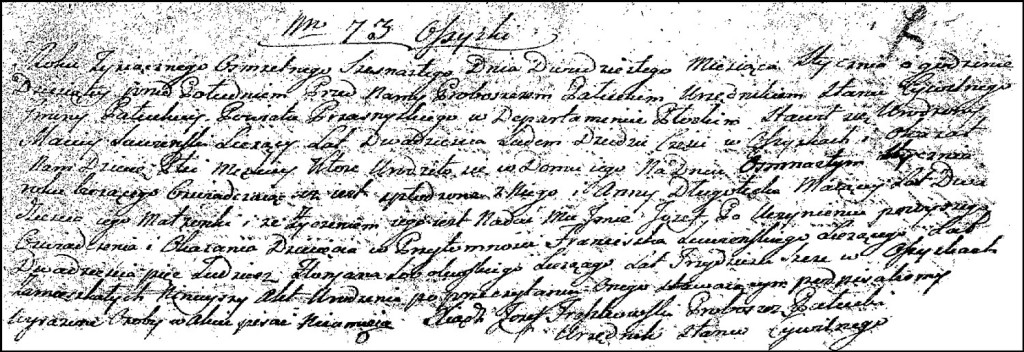 The Birth and Baptismal Record of Józef Suwiński - 1816