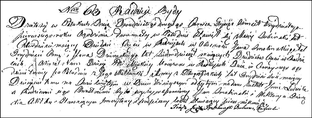 The Birth and Baptismal Record of Ludwik Suwiński - 1831