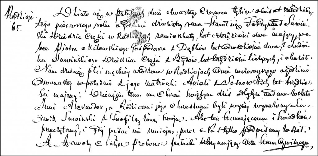 The Birth and Baptismal Record of Aleksander Suwiński - 1861