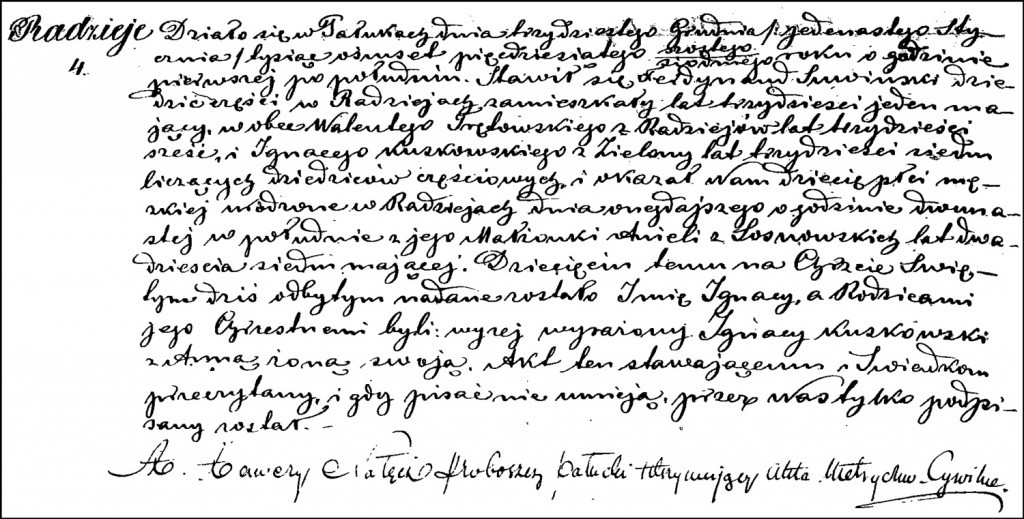 The Birth and Baptismal Record of Ignacy Suwiński - 1857