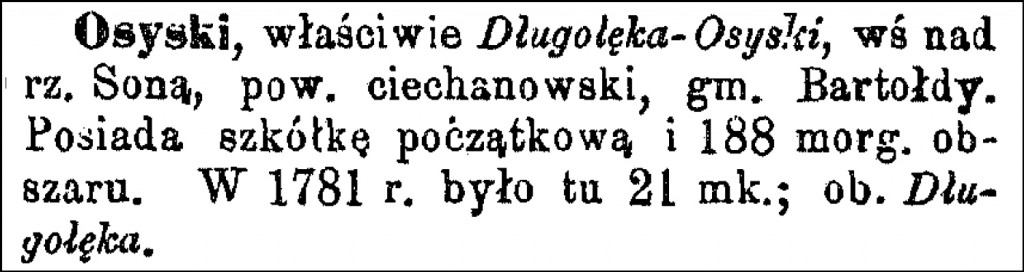 Słownik Geograficzny Entry for Osyski