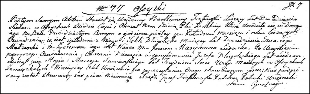 The Birth and Baptismal Record of Marianna Trętowska - 1823