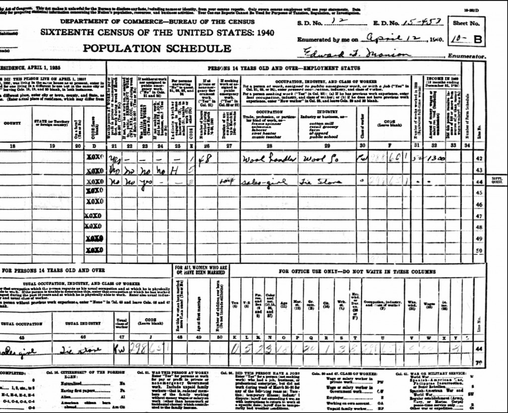 The Dennis O’Connor Household in the 1940 United States Federal Census ...